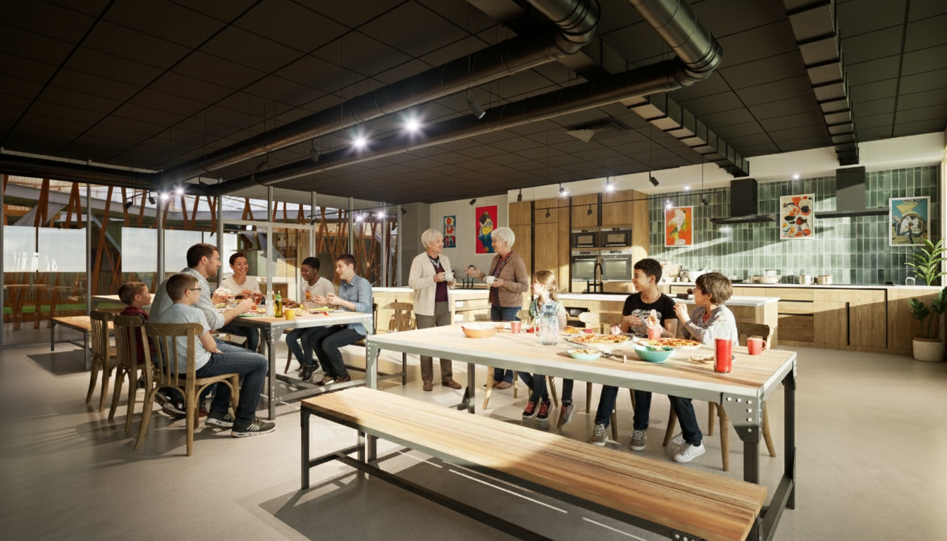 Rendu 3D — réfectoire partagé